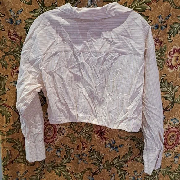 Crossover cropped striped shirt 100% Cotton - Picture 4 of 12